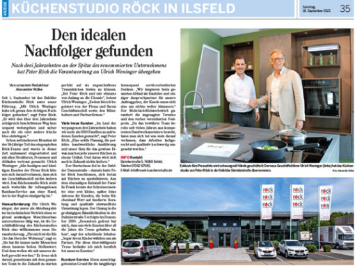 Presseartikel Unternehmensnachfolger Peter Röck und Ulrich Weninger