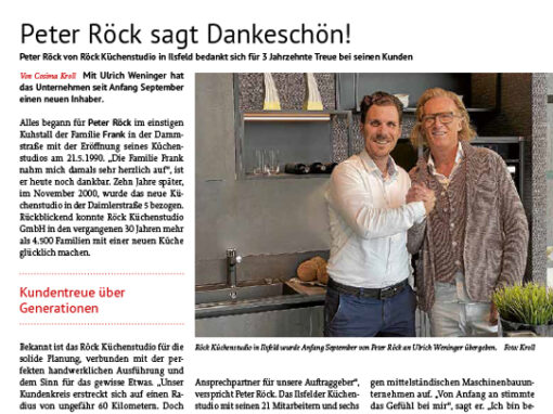 Presseartikel Unternehmensnachfolger Peter Röck und Ulrich Weninger